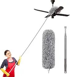 Espanador Eletrostático Flexível Telescópico, Lavável Removível Dobrável, Extensor Até 2,80 metros, Para Limpeza de Casa, Escritório, Teto e Outros