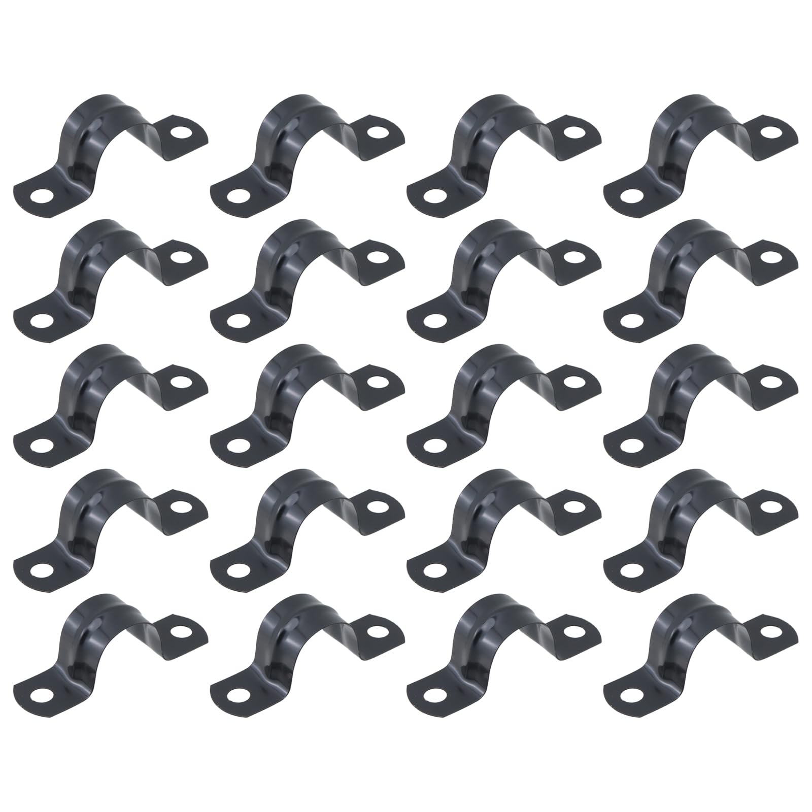 7/8 Inch Conduit Clamps 20Pcs, 304 Stainless Steel, Two Hole Strap U Bracket Rigid Pipe Strap, U Tube Clamp for EMT Conduits, Black Coated
