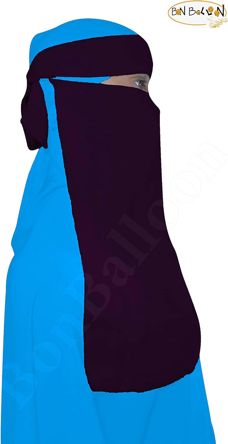 Womens Half Niqab Nosepiece Face Cover Veil Breathable Clothing For Muslim Islam Islamic Hijab Hejab Women Burqa Jilbab Abaya (Egg Plant)
