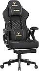 GXTRACE ゲーミングチェア オットマン付き 145°リクライニング ゲームチェア 快適デスクチェア 在宅ワーク ゲーム用 (ブラック)
