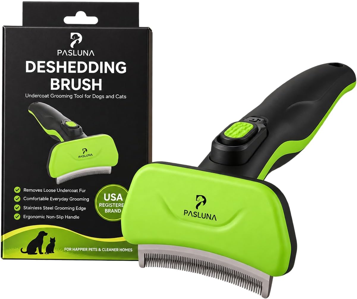 Dog Deshedding Brush for Shedding, Undercoat Grooming Tool for Dogs & Cats, Long & Short Hair