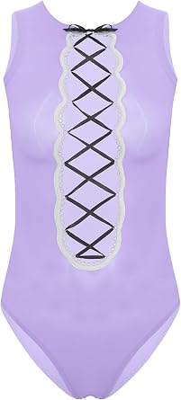 Womens See Through Sheer Mesh Sexy Bodysuit High-Cut Thong Leotard One Piece Swimsuit