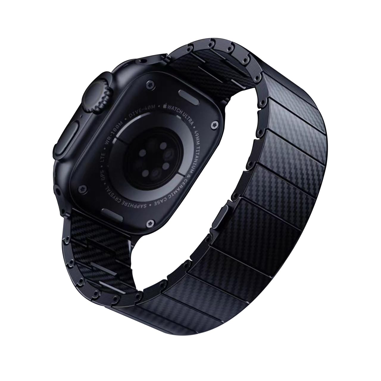 Zore Apple İle Uyumlu Watch 42mm KRD-90 600D Karbon Fiber Kordon Siyah