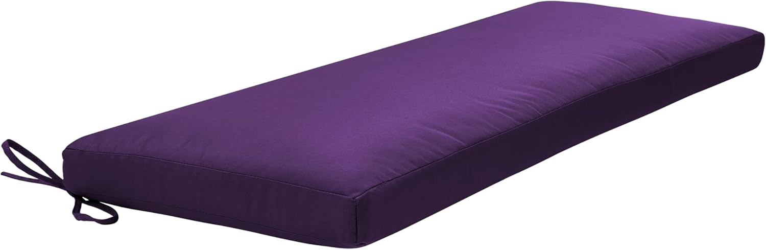 QILLOWAY Indoor/Outdoor Bench Cushion, Thick Upholstery Foam Couch Swing Pads with Ties,48-Inches,Purple.