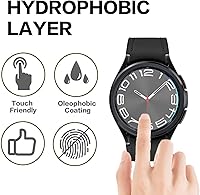 Vista 5 de Paquete de 2 fundas para Samsung Galaxy Watch 6 Classic de 1.732 pulgadas, protector de pantalla de vidrio templado impermeable, accesorios duros