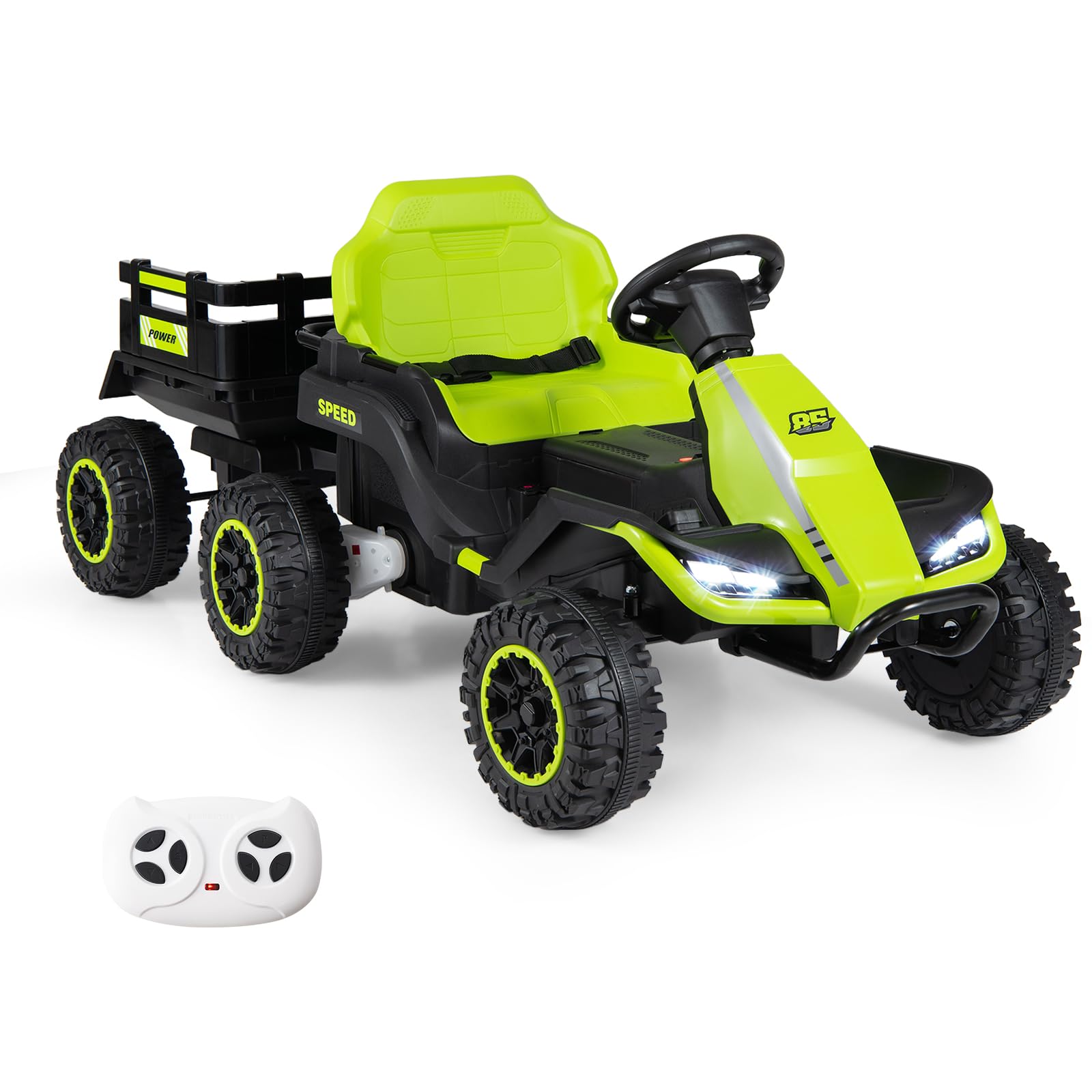 GOPLUS Coche Tractor Eléctrico 24V para Niños 3+ Años (Verde)