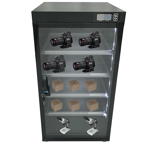 HQHAOTWU Automatic Digital Camera Dehumidify Storage 100L Dry Cabinet Box Storage 5 Layers Dry Cabinet with Tempered Glass for Camera & Lens Equipment Saving Storage Noiseless & Energy Saving Cabinet