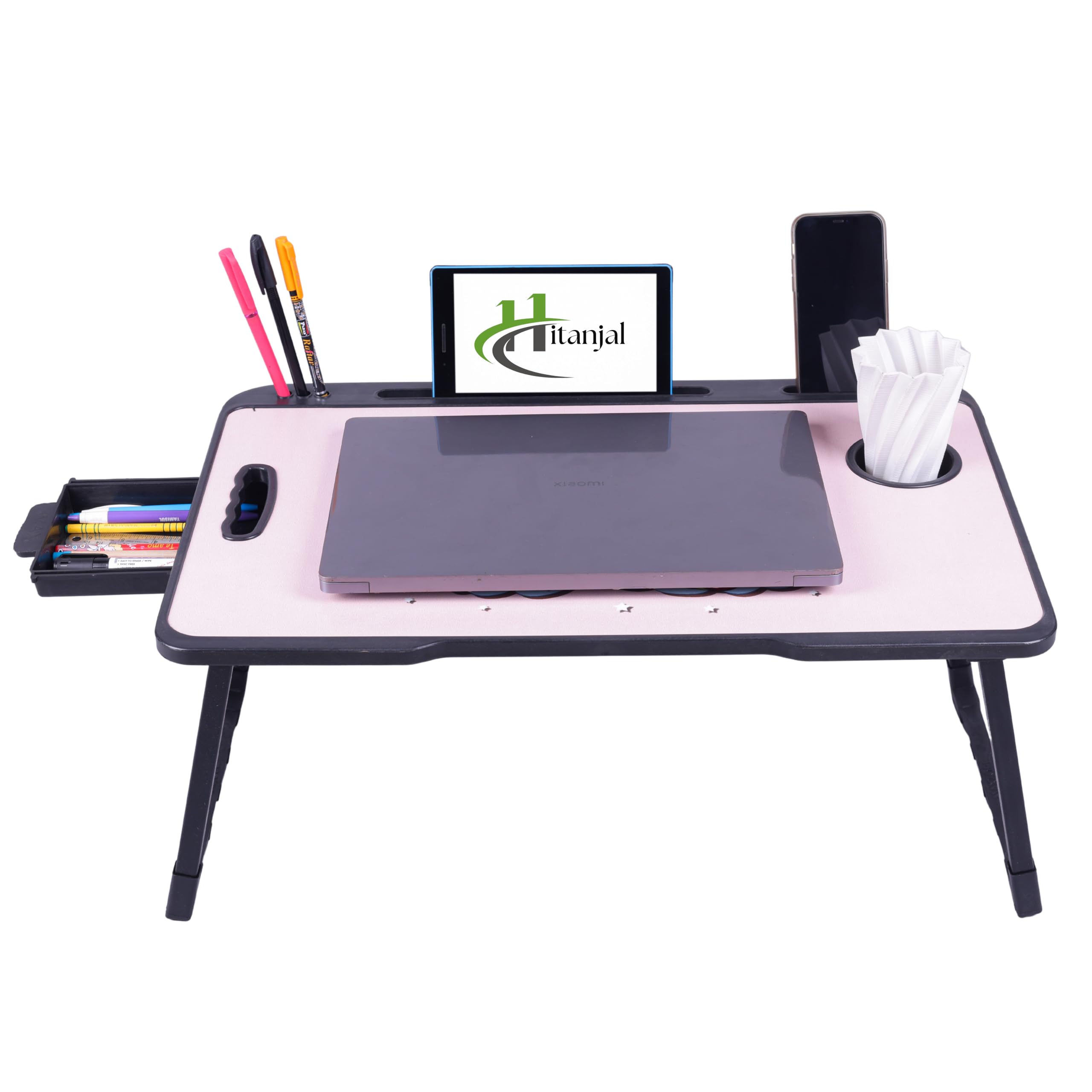 Foldable Wooden Mini Laptop Table for Bed, Study Table with Drawer, Mobile Holder (Unicorn) — Amazon image 3
