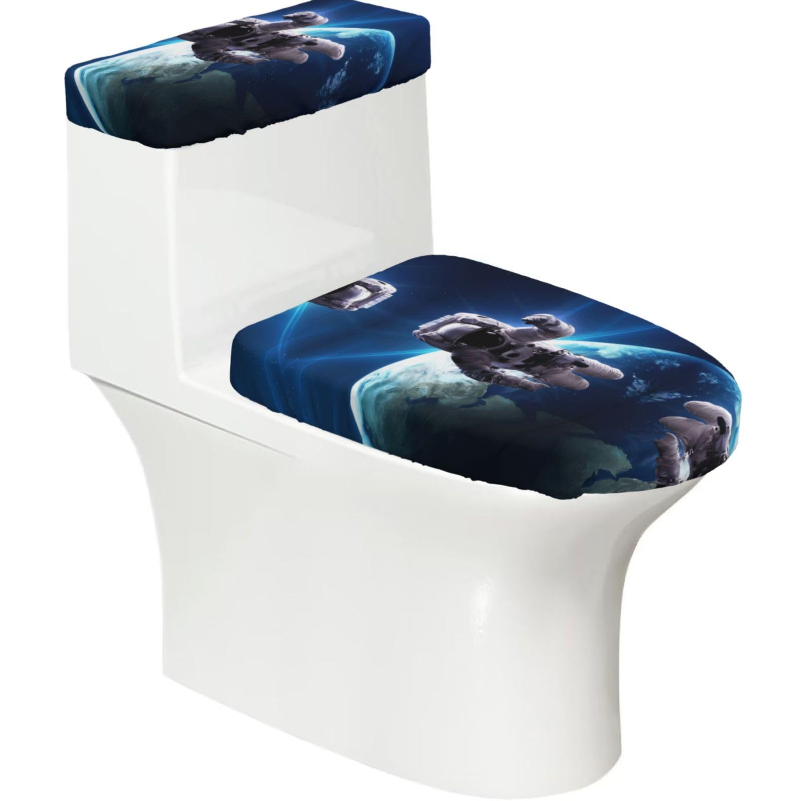 Mrowyc Black Astronaut Printed Toilet Seat Set - Set Of 2 - Universal Toilet Seat Cover - Housewarming Birthday Christmas Gift