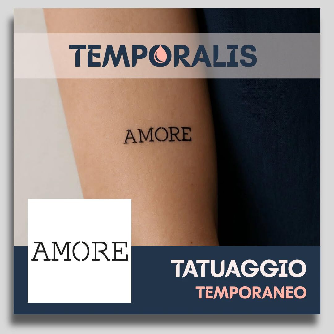 Tatuaggio CUORE - Temporalis® | Tatuaggi temporanei uomo donna, tatuaggi finti vegani e waterproof - Certificato UE - Dura 1-2 settimane [ Tattoo Cuore e aereo