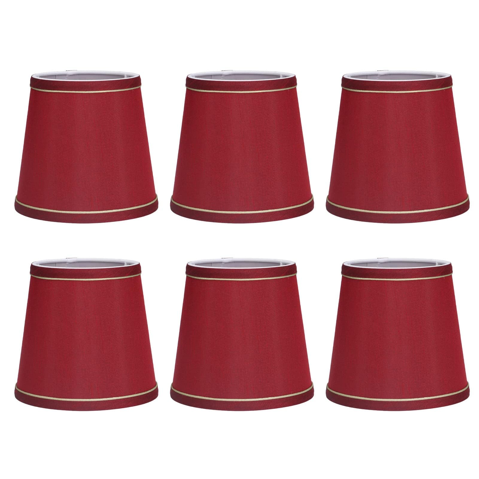 Small Lamp Shade Set of 6, Chandelier Lamp Shades Lamp Shades for Table Lamps Small Lamp Shades Clip on Bulb for Home Bedroom (Red)