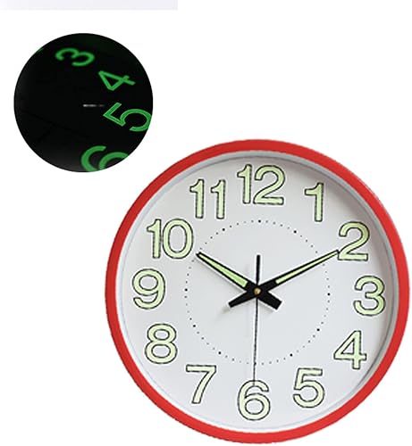 Miniatura 4 de Reloj de pared redondo, fácil de leer, movimiento silencioso luminoso, reloj de pared luminoso de 12 pulgadas, reloj de cuarzo moderno para sala de
