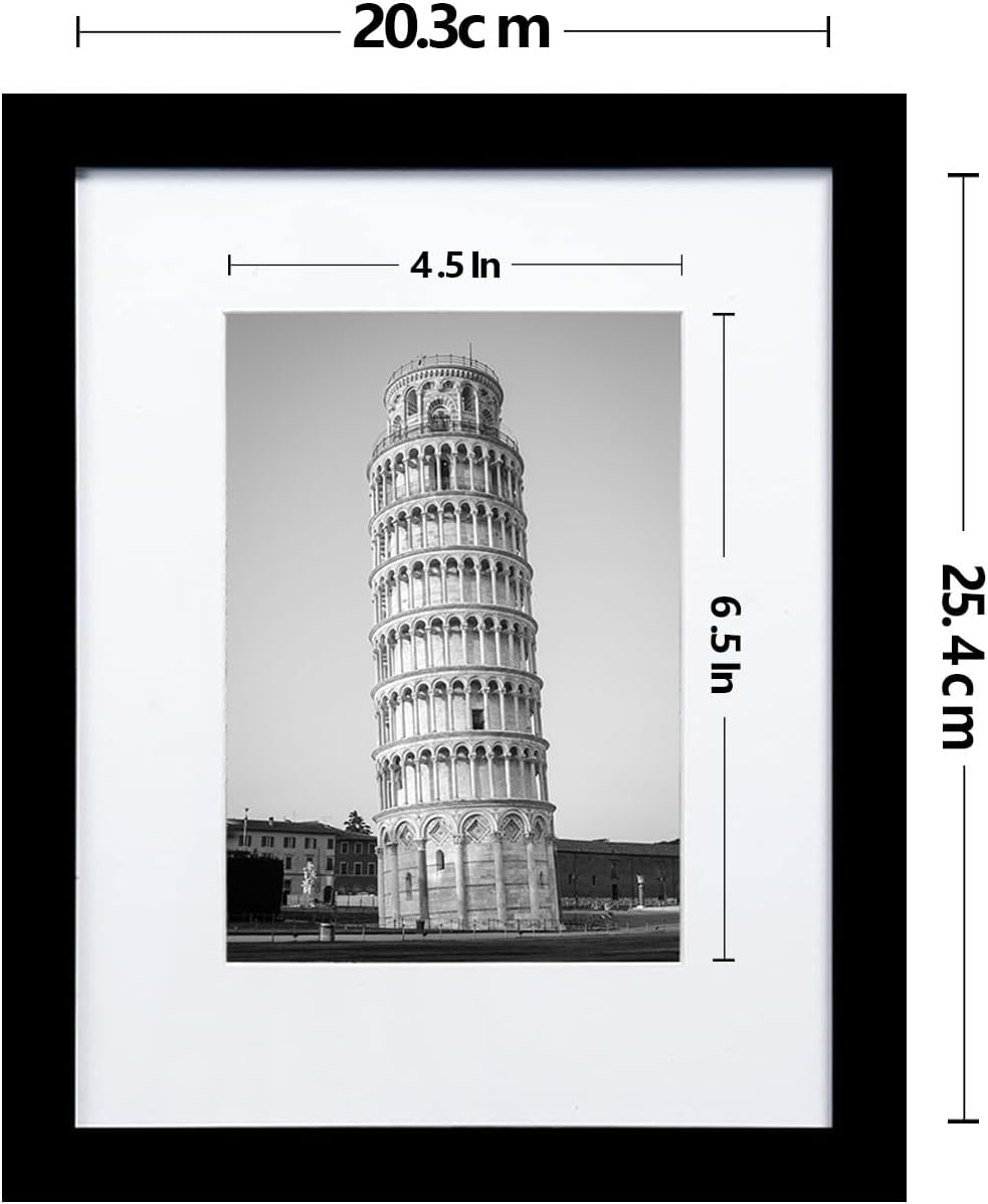 Wiscet 8x10 Picture Frame Set of 9, Display Pictures 5x7 with Mat or 8 x 10 Without Mat, Photo Frame for Wall Mounting or Tabletop Display, Black