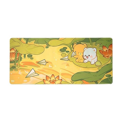 Pond Adventure Desk Mat Authentic Milkmochabear Merchandise Cute Extra Large Gaming Mouse Pad with Non-Slip Rubber Base for Computer Keyboard Laptop Home Office Accessories (35.5" x 15.7") - X-Large - Pond Adventure