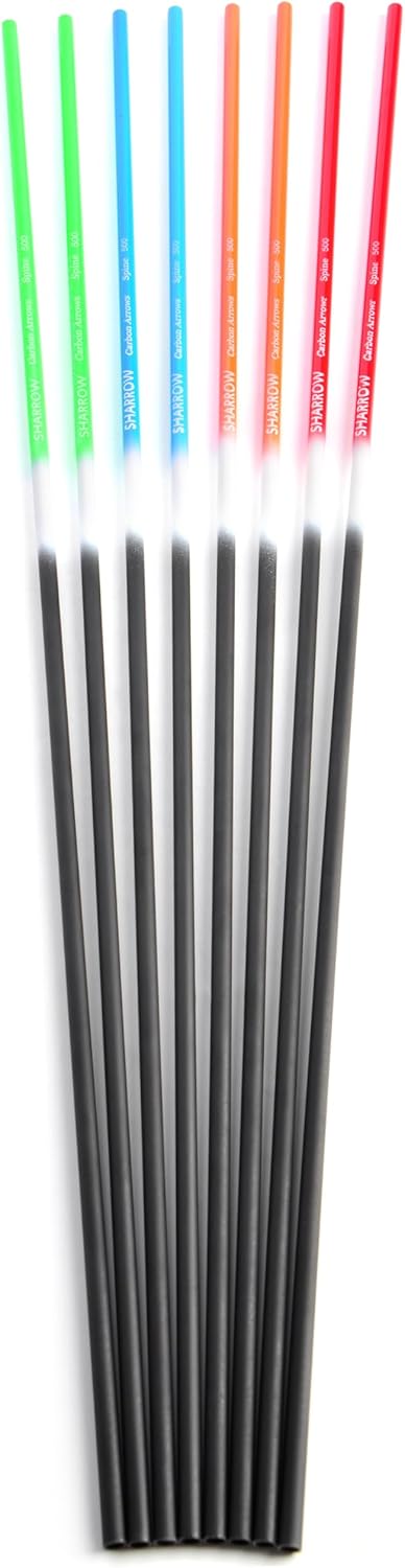 Archery Carbon Arrow Shafts ID 6.2mm 500 Spine for Compound Recurve Bow Target Archery Training Outdoor Hunting（ 6/12pcs）