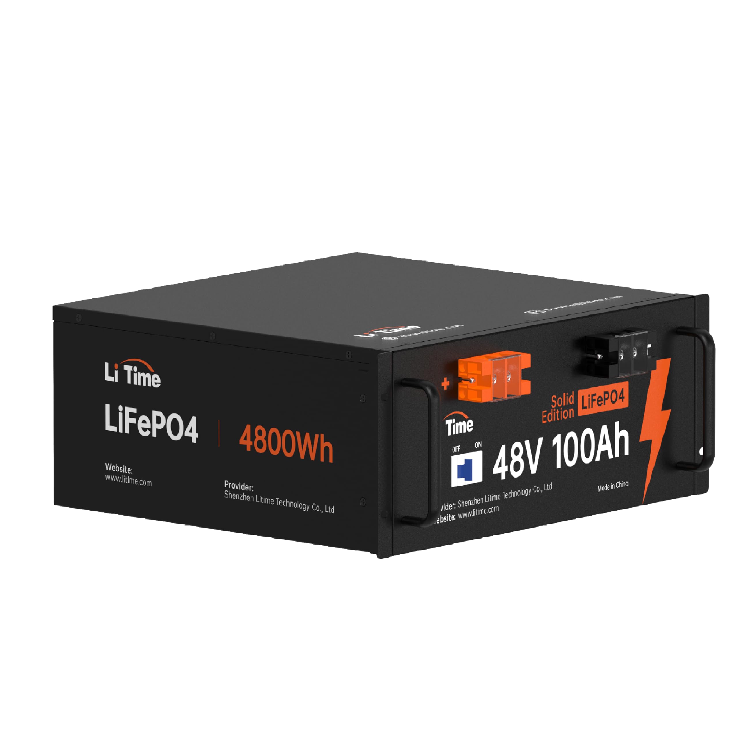 Litime 48V 100Ah LiFePO4 Battery, Grade A Cells Lithium Battery, 4800W Load Power, Solid Metal Case with 4000~15000 Cycles & 10 Years Lifetime, Perfect for Solar, Marine, Van, Off-Grid