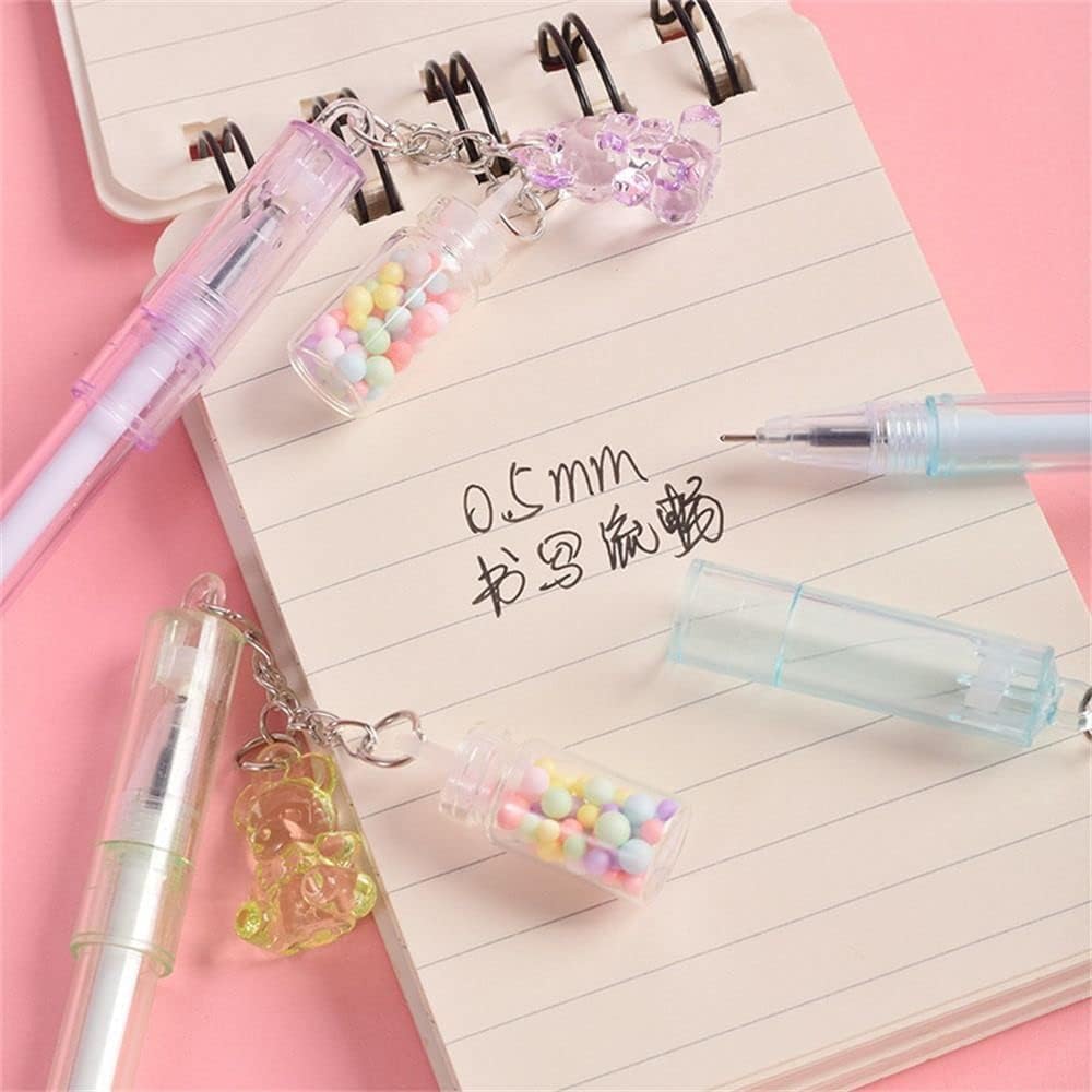 1Pc Random Color Gel Pen Pendant Pen Cute Drifting Bottle Bear Pendant Gel Pen Stationery Sweet Lovely Erasable — view 7