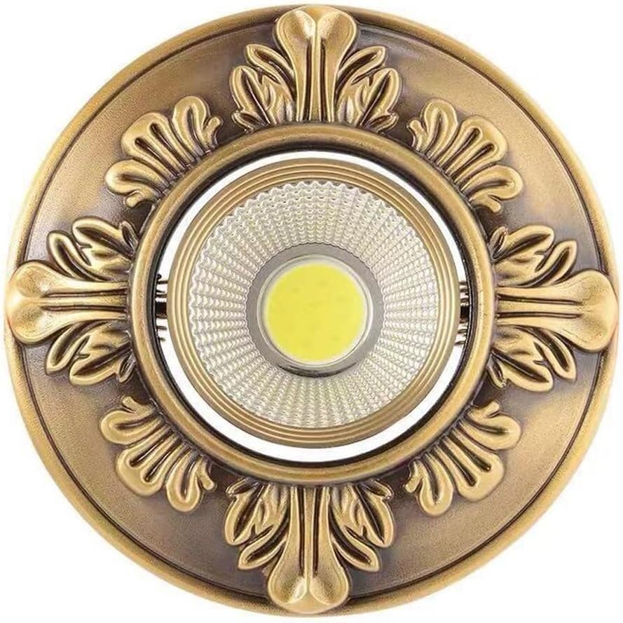 ZCX Brass Downlight LED Spotlight Ceiling Light For Living Room Vintage Recessed Ceiling Light 3W-10W Ceiling Lights LED Recessed Downlights (Color : Tri-colour changing light, Size : 10W)