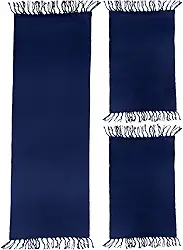 Jogo de Tapetes para Cozinha 3 Peças Decolab Básico | Kit com 1 Passadeira e 2 Tapetes para Cozinha | Design Liso em Algodão Premium | Tapetes Laváveis e Duráveis (Azul-marinho, 3 Peças)