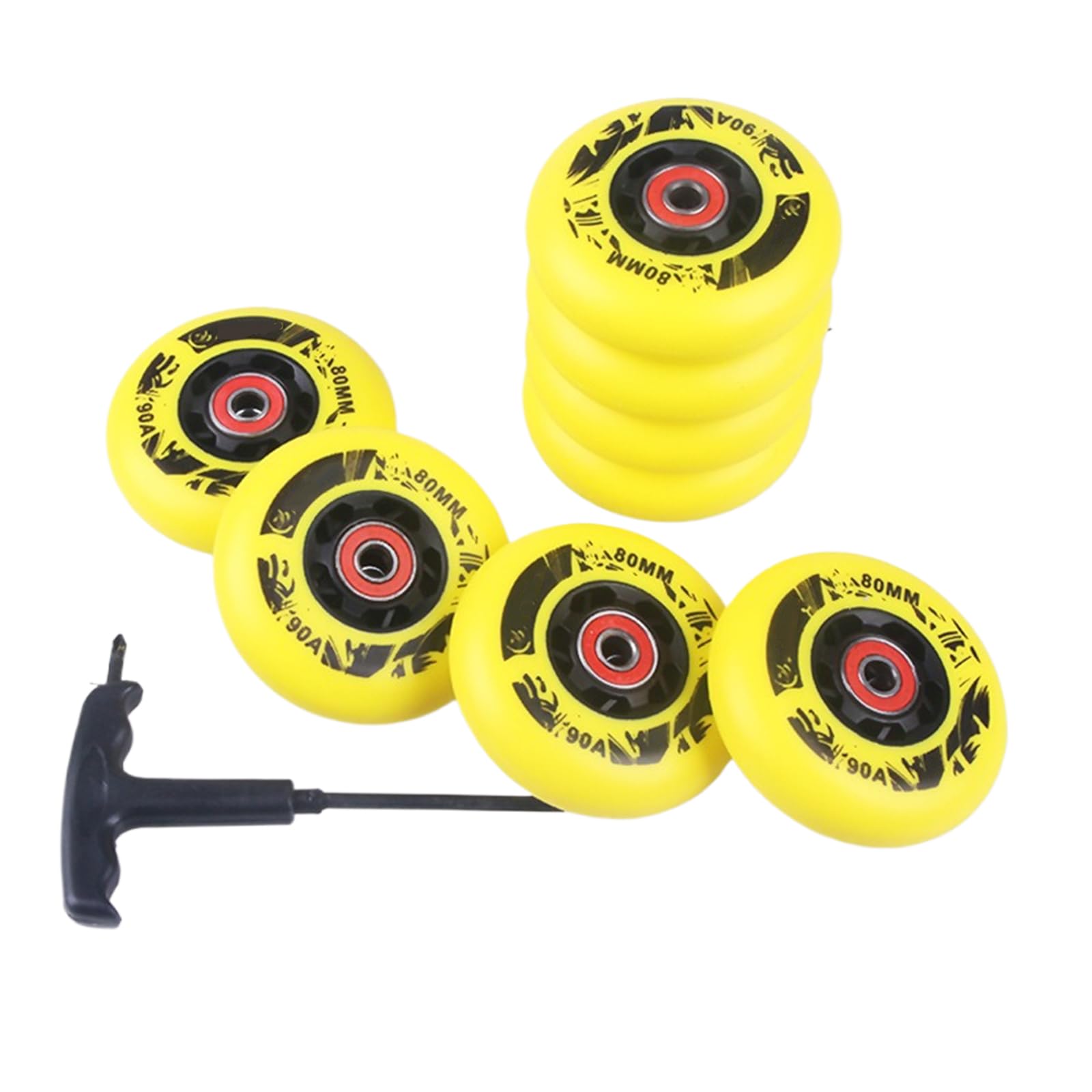 Ruedas De Repuesto para Patines En Línea 90a con Rodamientos ABEC-9. Ruedas para Patines De Interior Y Exterior. Yellow 76mm