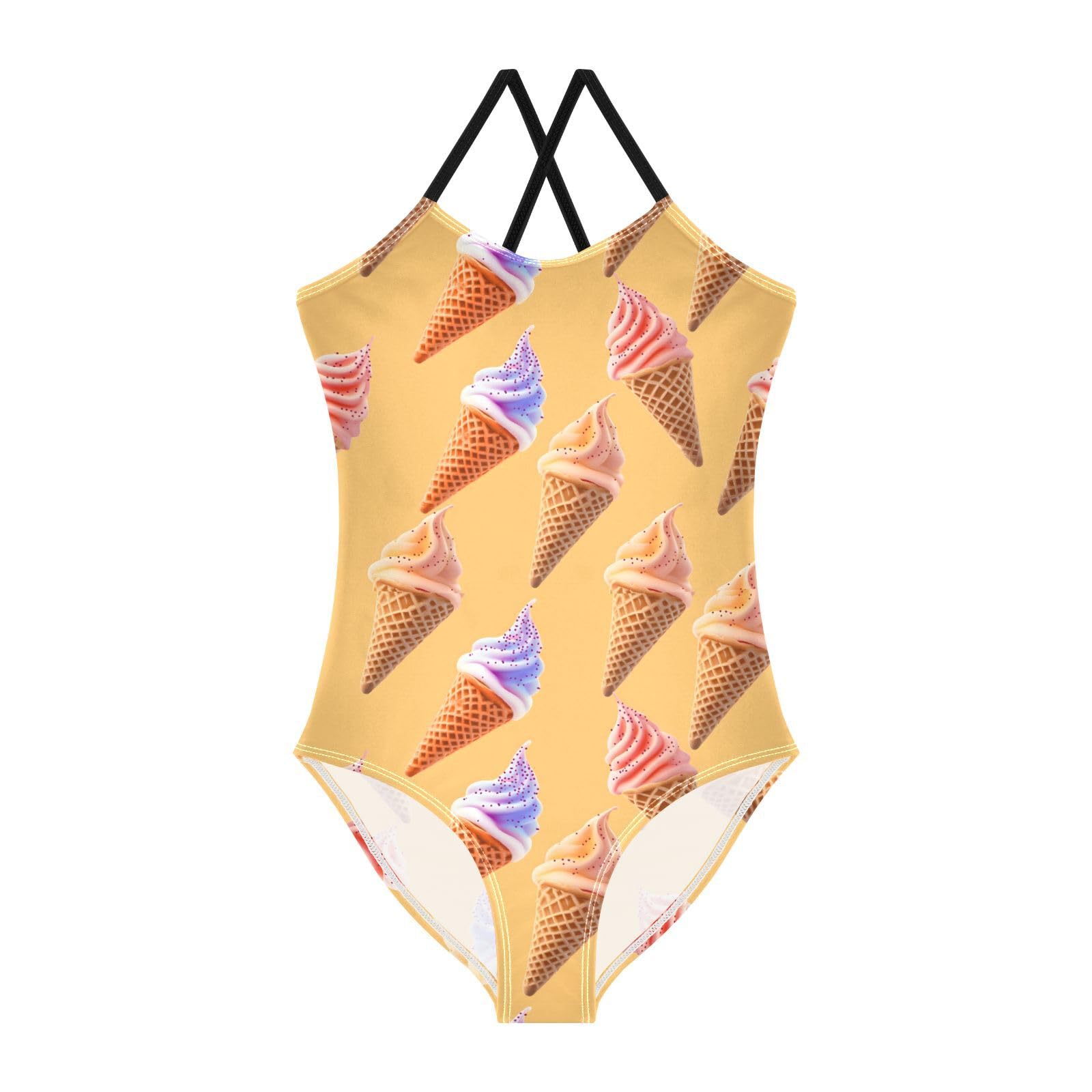 Sweet Cones Girls Swimsuits Quick Dry Crossback One Piece Beach Swimwear Bathing Suit, 3T Multicoloured