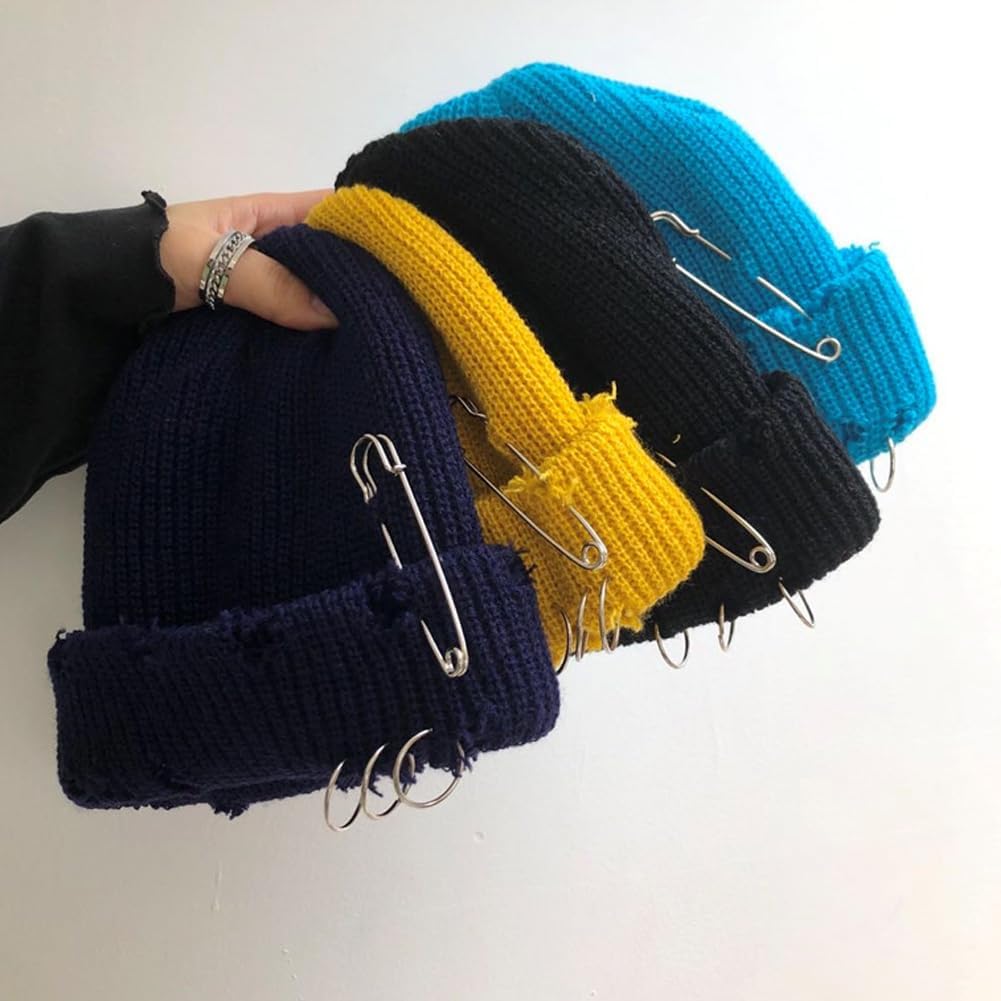 Distressed Ring Beanie Hat Unisex Fashion Hip-hop Slouchy Knitted Skull Caps - Image 7