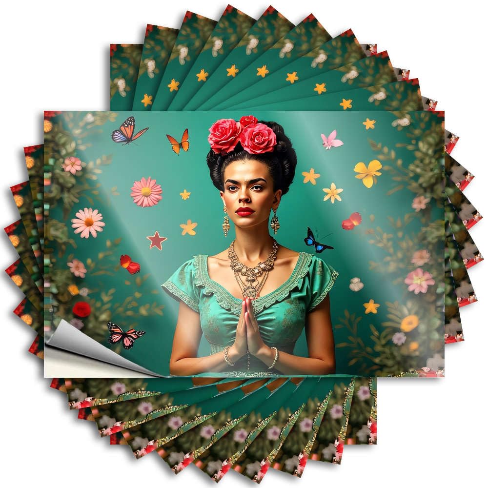 Funny Patio Decor, Stickers Funny Bumper Quote Stickers, Heavy No Residue Decals for Luggage | Military Party Favor Custom A Woman in Traditional Attire Surrounded By Flowers and(12X18CM)