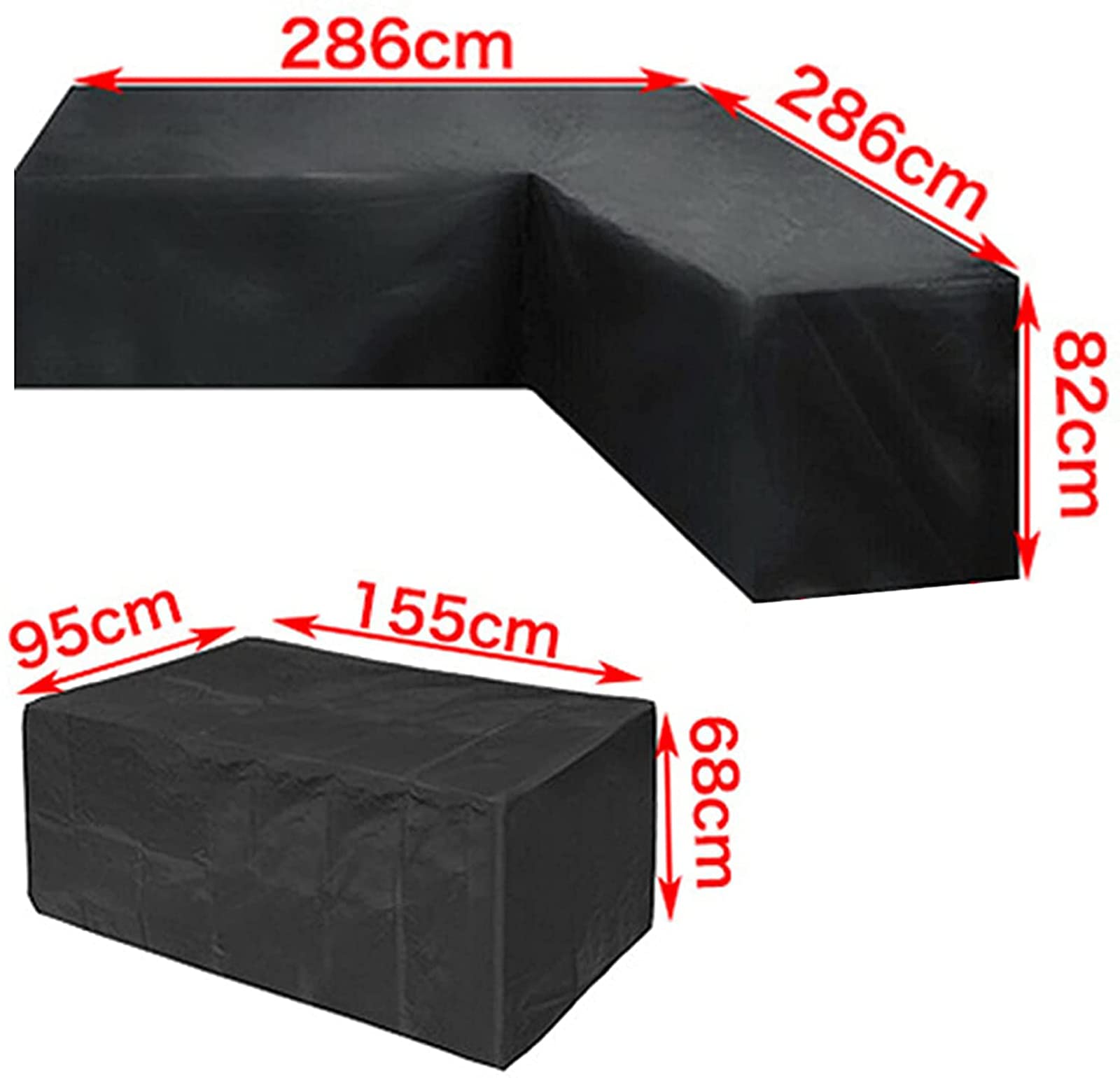 IQOAIJ Funda De Sofá En Forma De L Funda Protectora Sofá De La Esquina Fundas Muebles Impermeable para Mesas Y Sillas De Patio, ProteccióN Exterior JardíN Patio,286x286x82cm/55x95x68cm