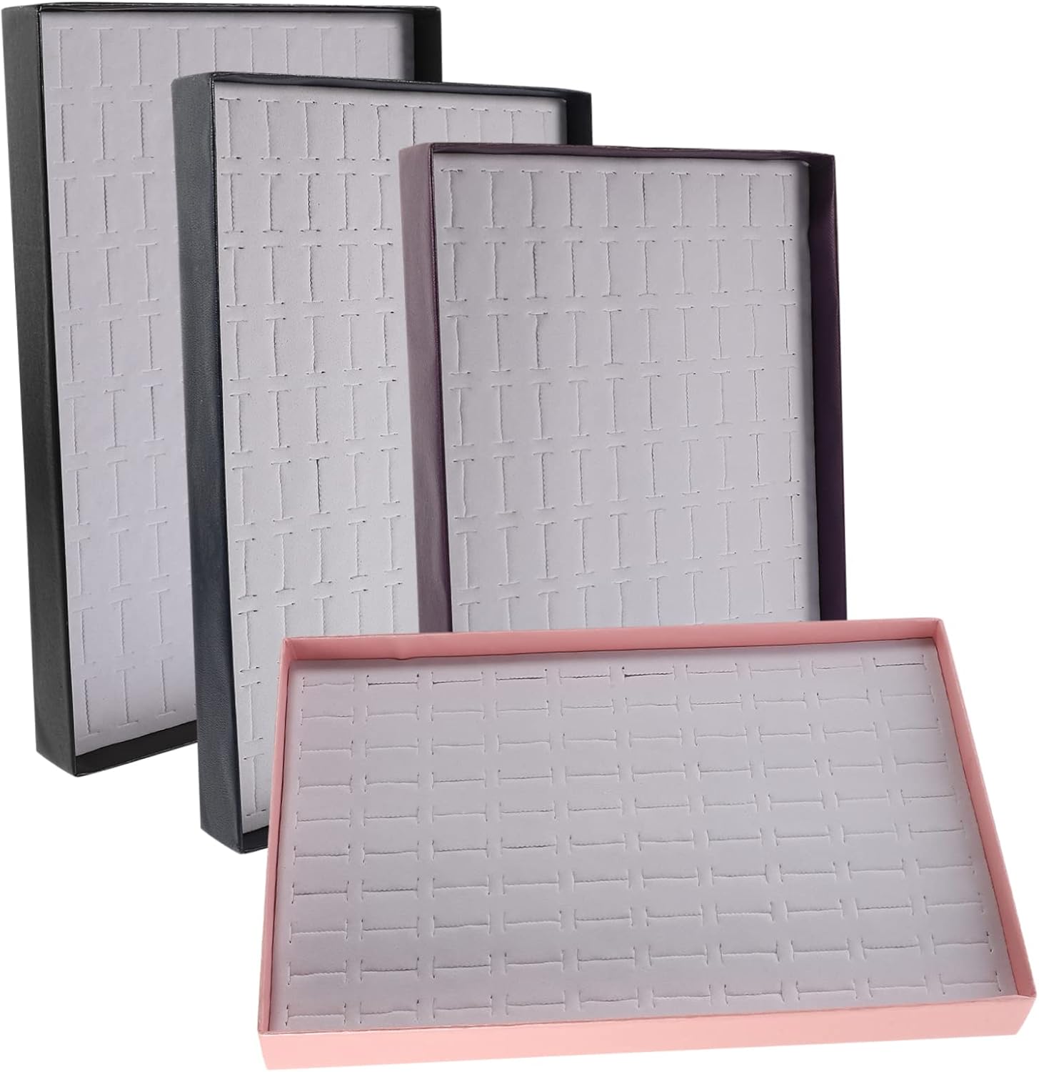 Homoyoyo 4pcs Jewelry Tray Holder Lid Jewelry Storage and Display Organizer for Earrings Brooches for Home Shop Use