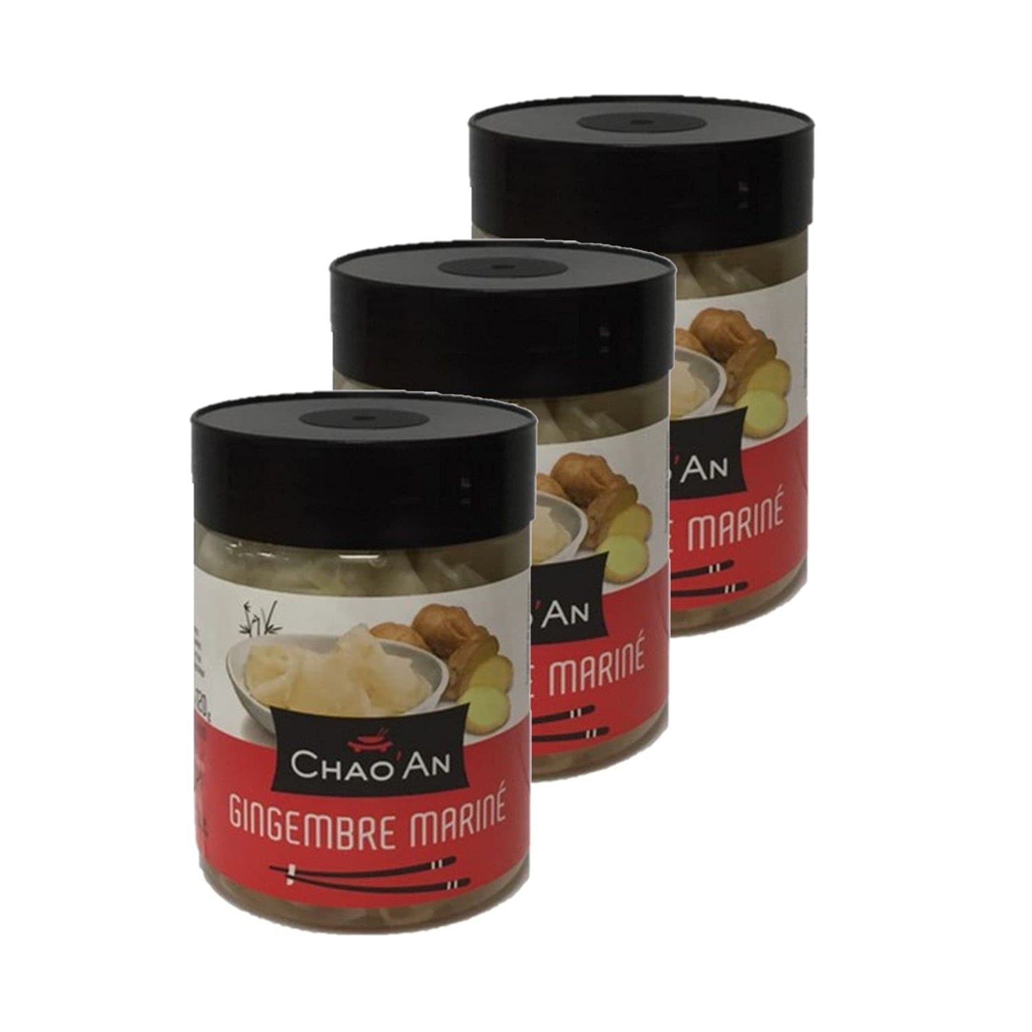 Lot 3x Gingembre en tranche mariné - Chao'an - pot 250g