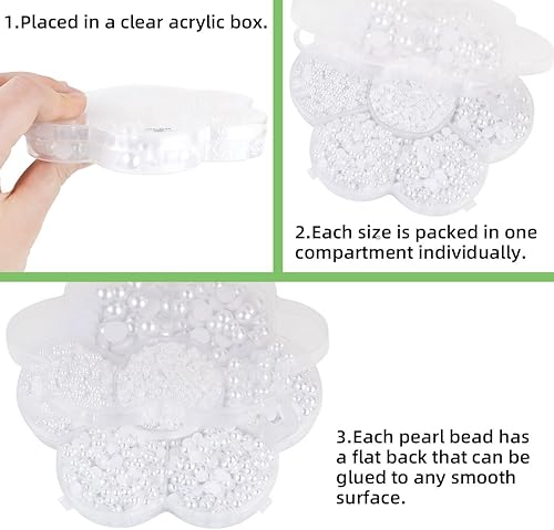 Miniatura 4 de 5600 cuentas de media perla para manualidades, manualidades, manualidades, álbumes de recortes, fabricación de joyas, maquillaje, zapatos de