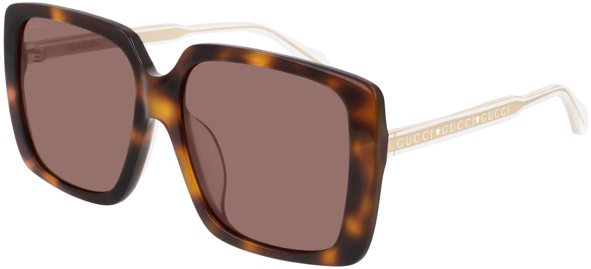 GucciSUNGLASSES GG0567SA HAVANA-CRYSTAL-BROWN 58 WOMENS