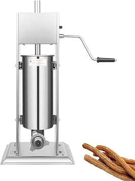 5L/1.32Gal Manual Churros Maker Machine - Stainless Steel Vertical Dough Press with 6 Nozzles, Commercial & Home Use for Fried Dough Sticks