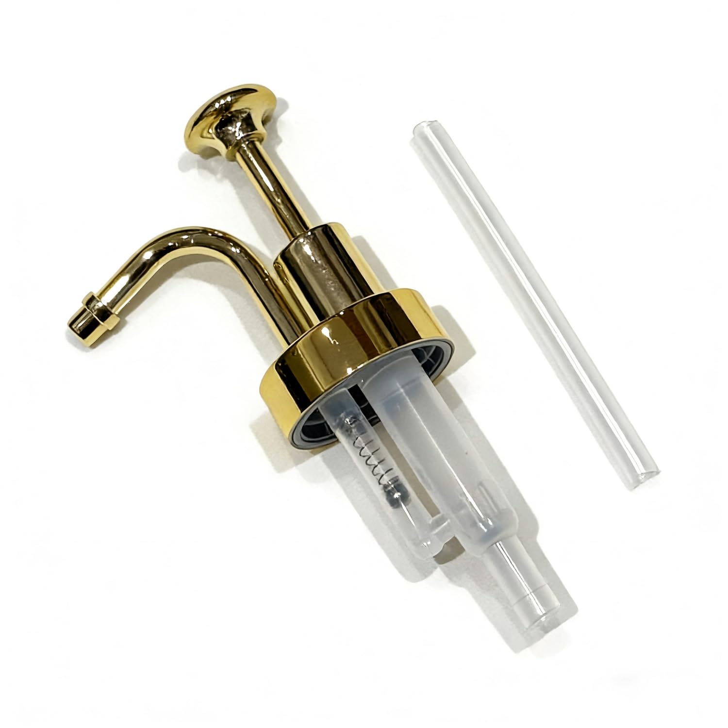 Photo 1 of 1 Pack Soap Dispenser Pump Replacement, Spare for Standard 33 mm/1.3 in Neck Size, Reusable Gold ABS Hand Soap Pump, Equipped with a 9 cm / 3.5 in Cuttable Plastic Tube, Gold