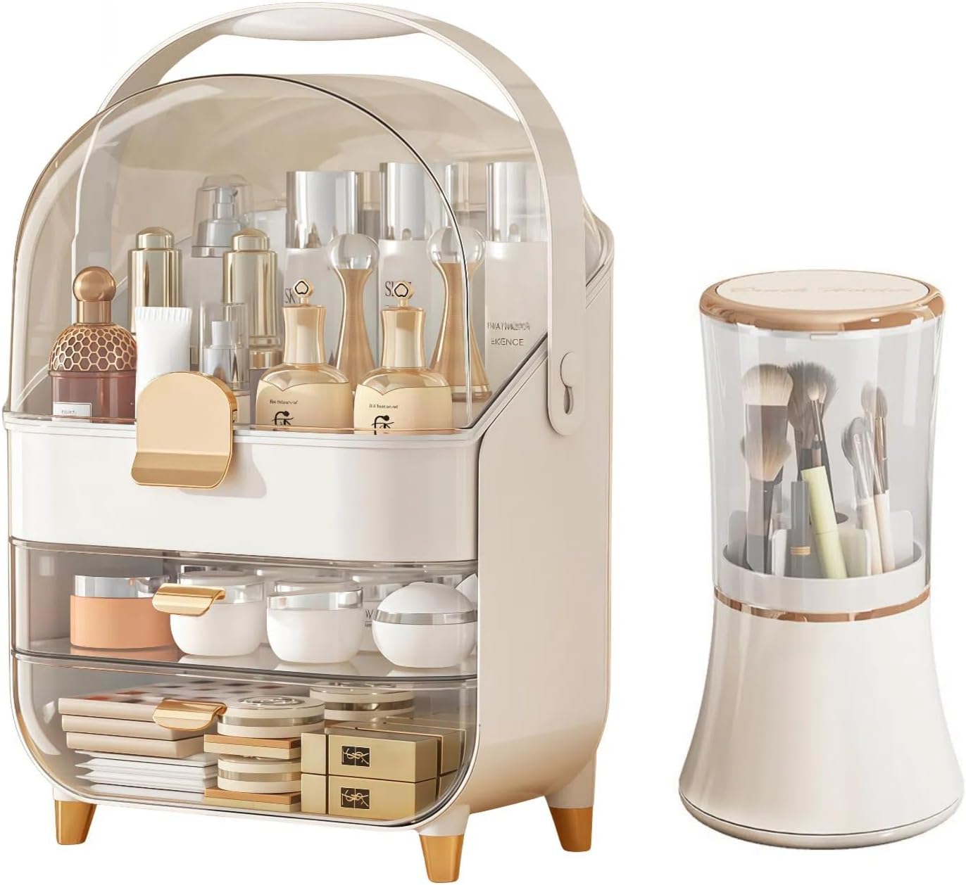 Makeup Organizers for Vanity, Skincare Organizers Cosmetic Display Cases with Transparent Cover, Teen Girls Gift for Bathroom Countertop, Lipstick Organizer