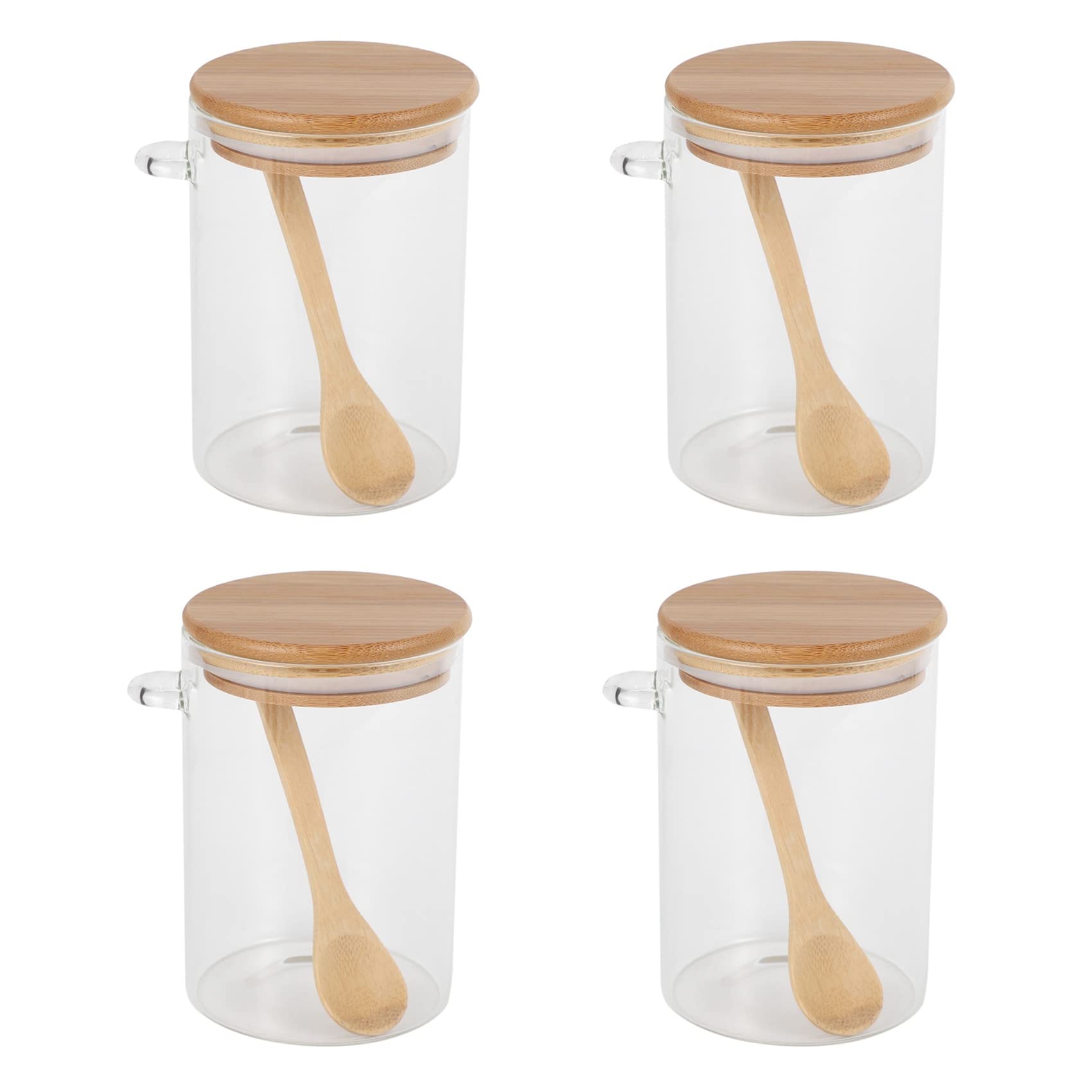 Hndhbfgrt 4X Food Storage Glass Jar Clear Sealed Canister Container with Lid and Spoon for Loose Tea Salt Sugar Coffee Bean