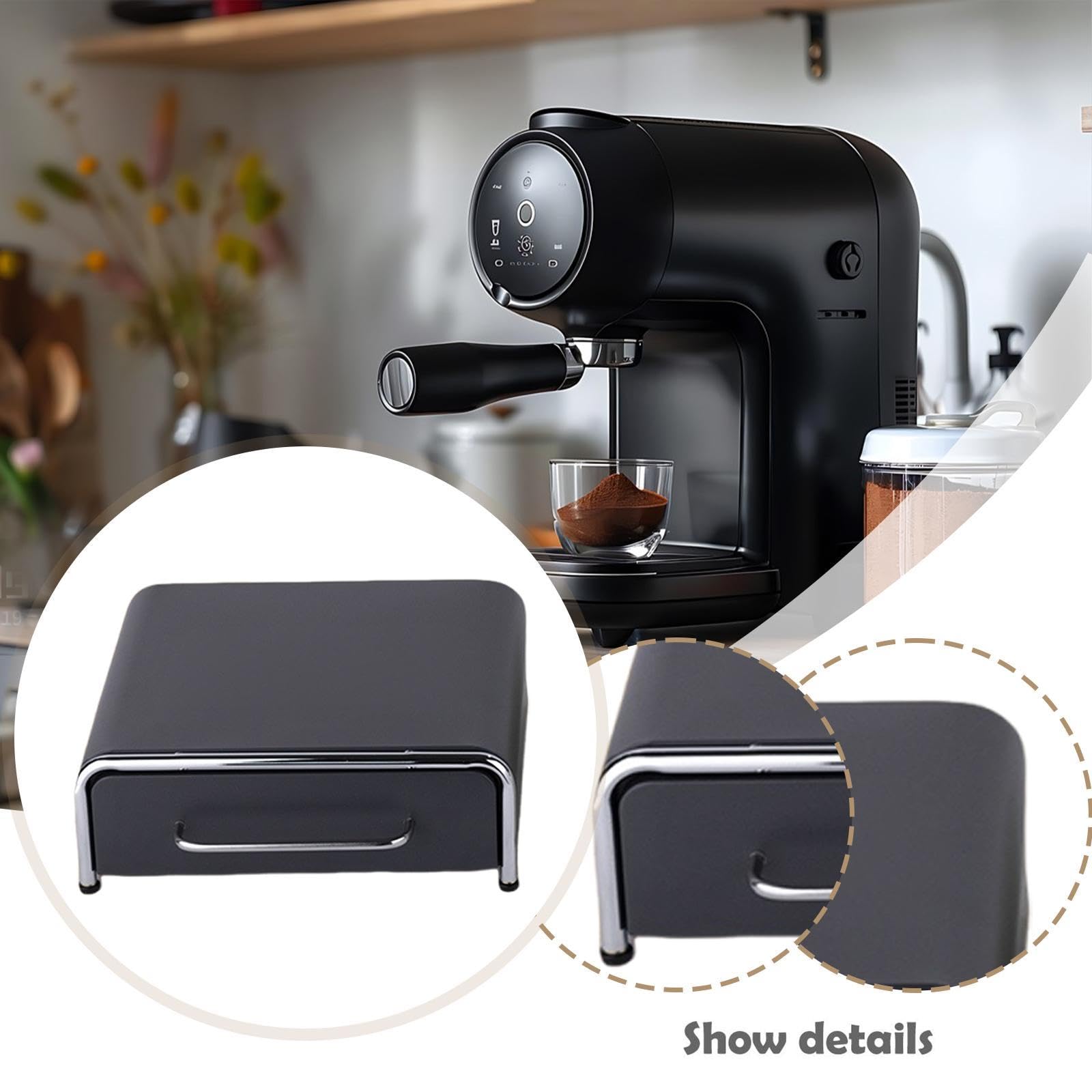 Uchwyt dozownika kapsułek do kawy, solidny metalowy organizer kuchenny do Nespresso i Gusto, biurko i blat, czarny, szary, 45 x 42 x 11 cm rozwiązanie do przechowywania kapsułek