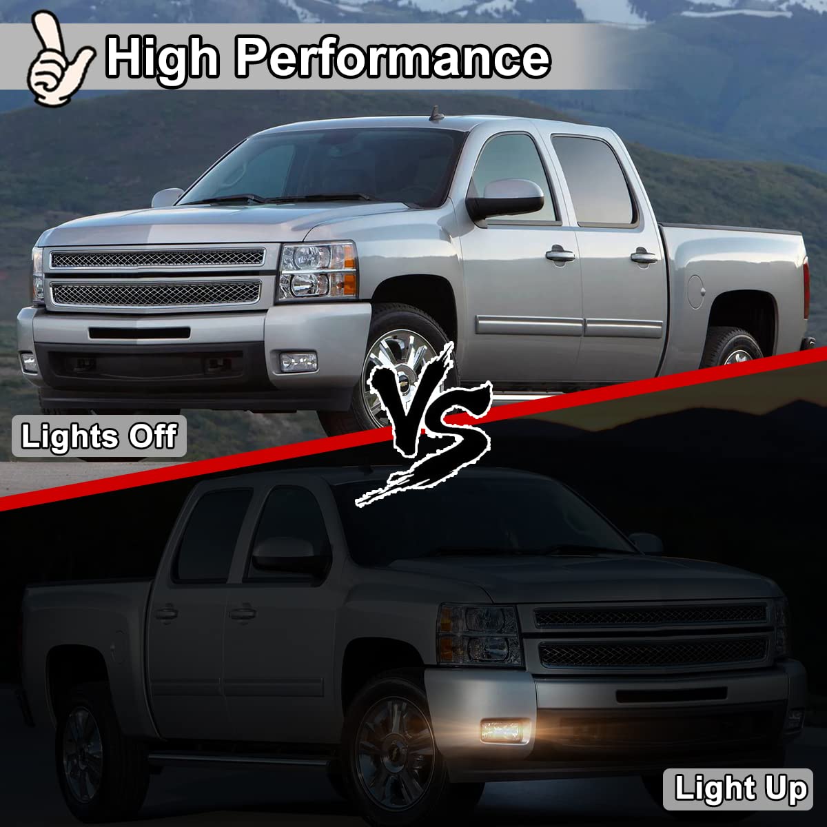 Nixon Offroad Fog Light Fit for 2007-2014 Chevrolet Chevy Silverado/Avalanche/Suburban/Tahoe, 2007-2015 GMC Sierra/Yukon Bumper Driving Fog Lights Lamps Replacement Clear Lens w/Bulbs 12V 24W