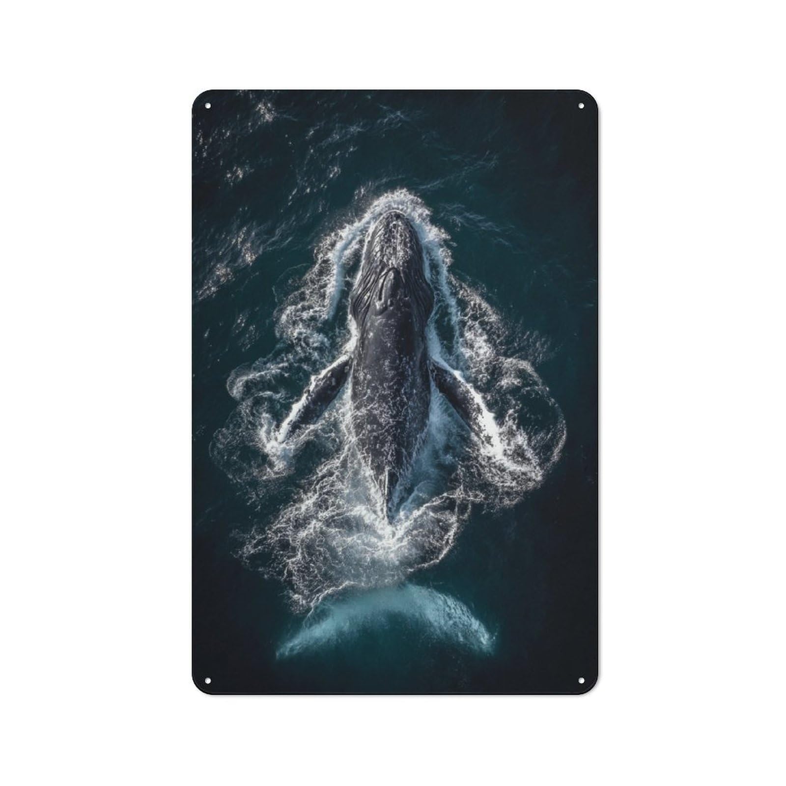 Whale Swimming in Ocean Farmhouse Metal Sign 30x20cm, Barn Style Rustic Kitchen Decor for Cottage, Kitchen, Hallway Or Breakfast Nook