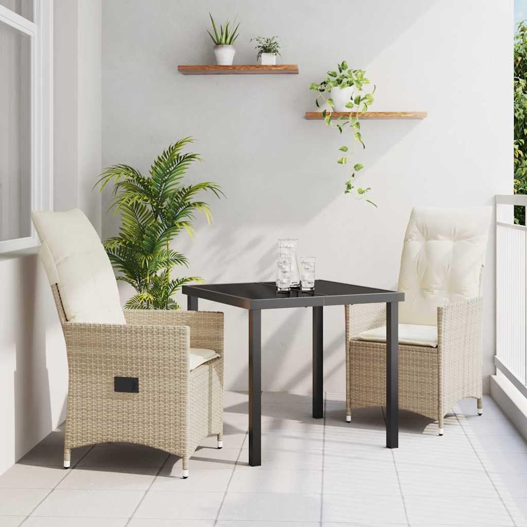 Ensemble de jardin 3 pièces rotin beige coussin pour terrasse