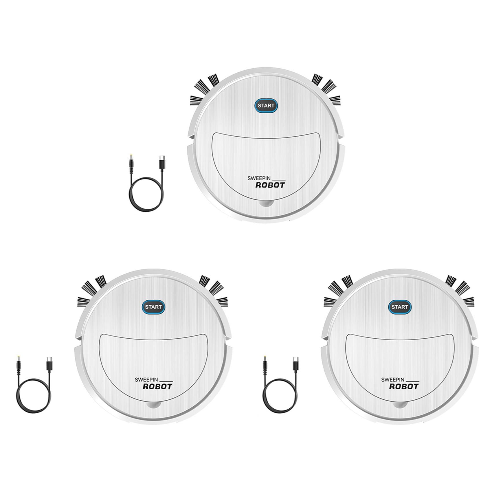 Hndhbfgrt 3X Robot Vacuum Cleaner Electric Sweeping Robot Ultra Slim Quiet Robotic Vacuum Cleaner White