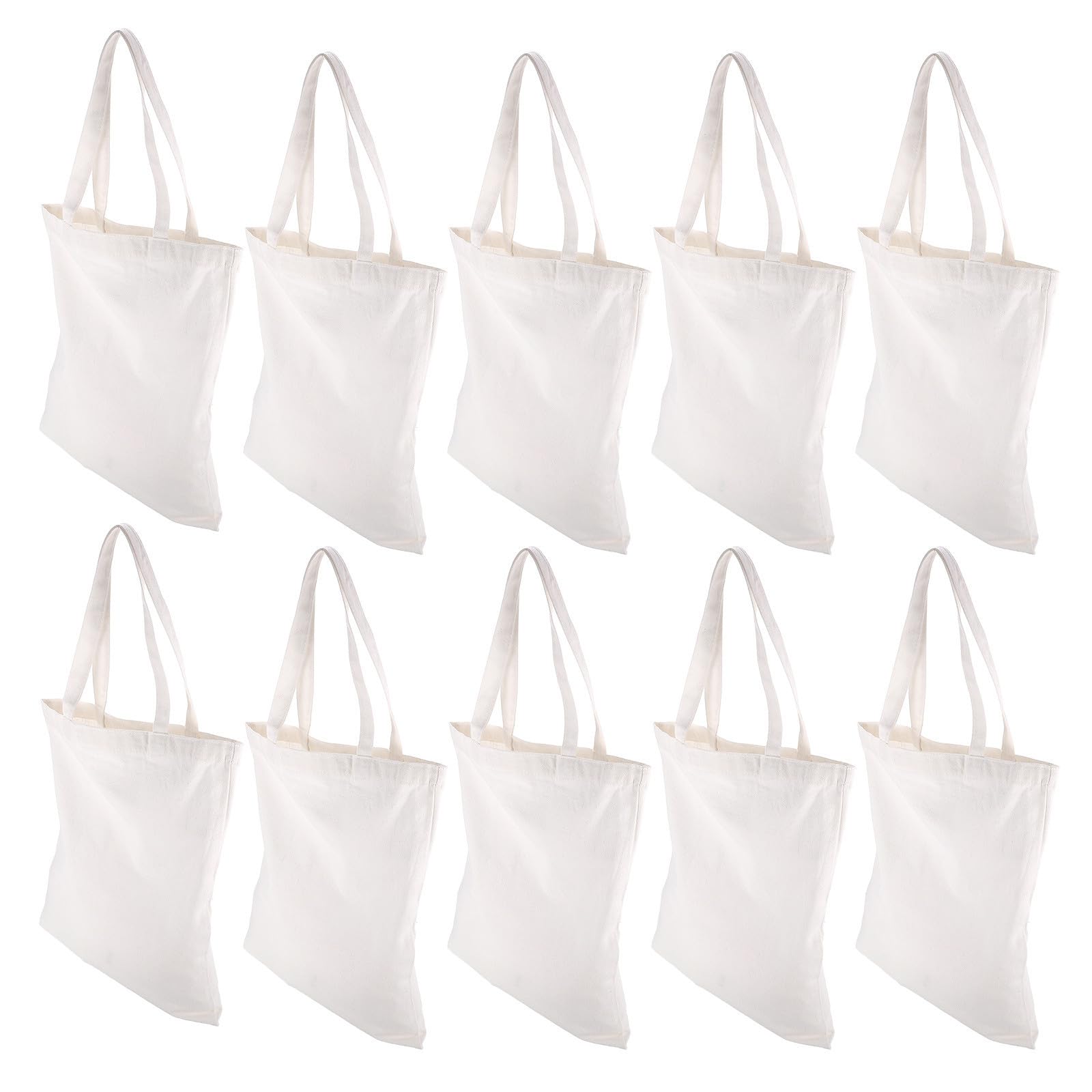 Operitacx 10 Piezas Bolsa de Mano de Lona de Color Claro Reutilizable y Ligera para Compras, Sublimación y Pintura Personalizada, Adecuada para IR de Compras Centro Comercial