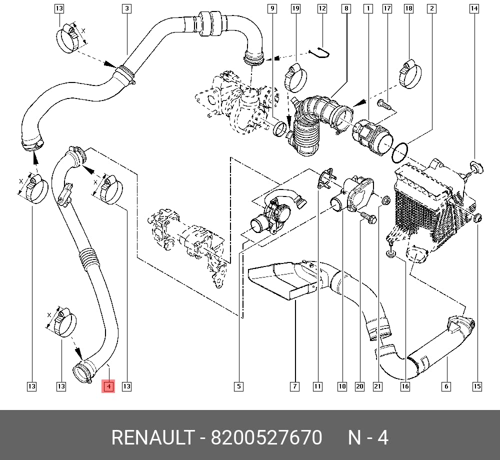 SOFIPART Gaine de Suralimentation Turbo, Compatible avec Renault Megane II III Scenic II 1.5 dCi, Référence OEM 8200527670, 8200533986, 8200590198