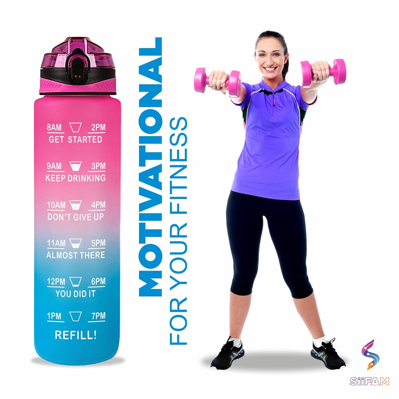 Motivational Water Bottle - BPA Free & Leak Proof -6