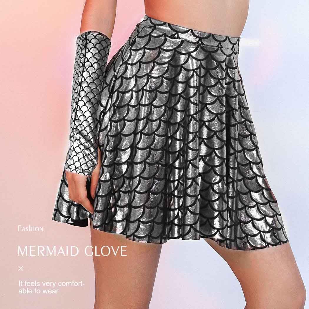 Green Mermaid Glove Fish Scale Arm Sleeve Party Gloves Costume Accessories for Women - Image 5