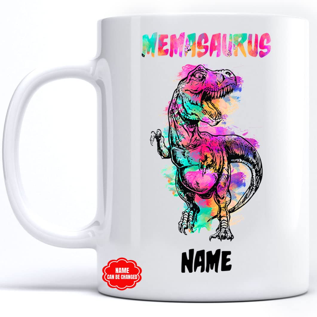 Personalized Coffee Cup Mema Saurus Mug Mothers Day Birthday Chrismas Sublimation Blank Ceramic Mug White