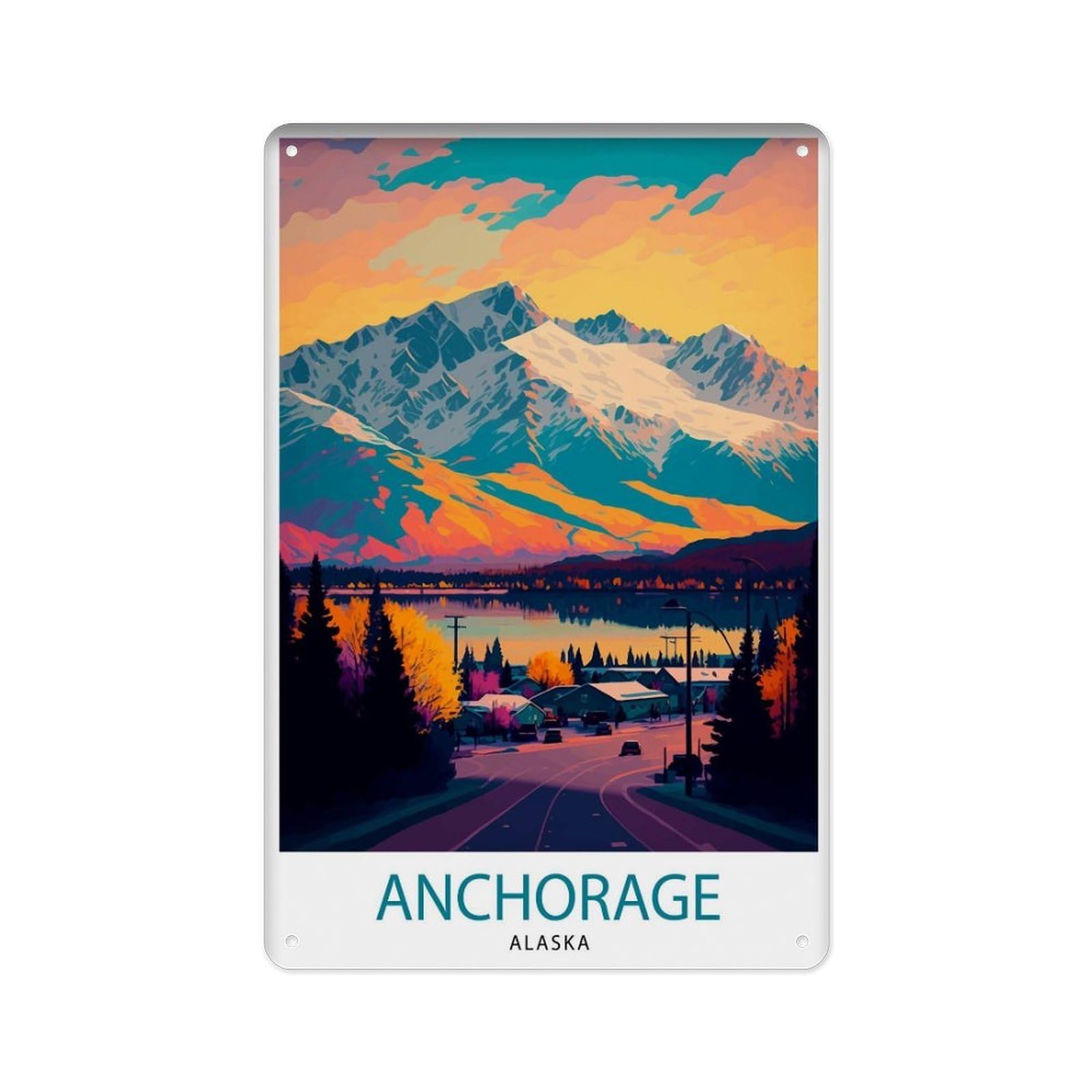 peiyeety Metal Tin Sign Alaska Journey, Alaska Wall Decor Journey Poster, Alaska Art, Alaska, Alaska (2) 8 X 12 Inch