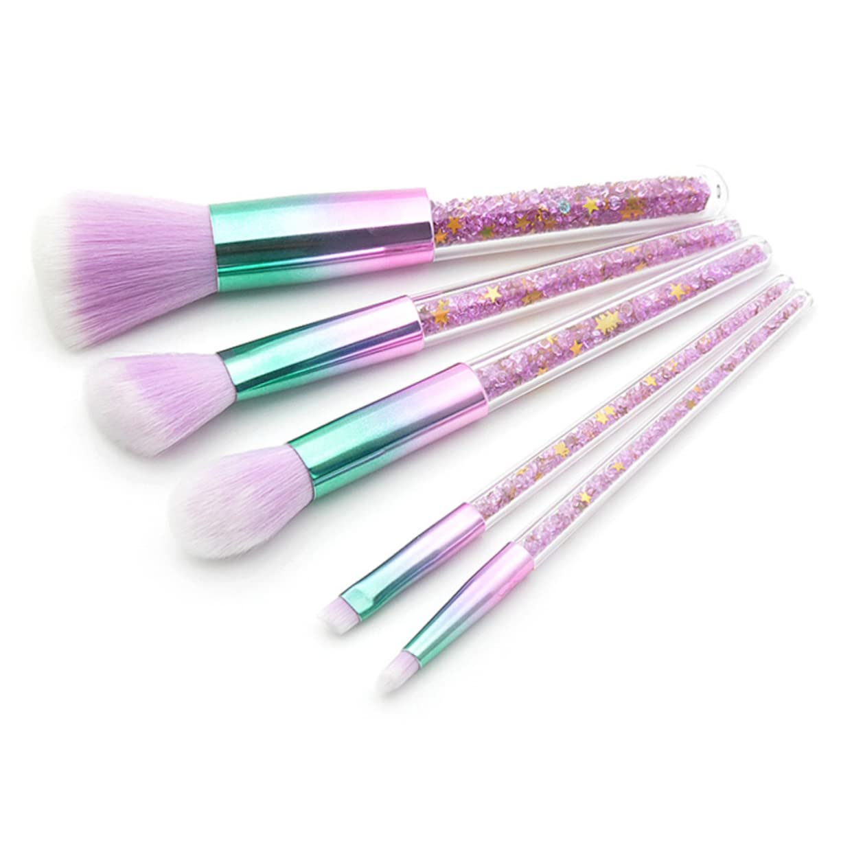 Healeved 15piezas Kit De Pinceles De Maquillaje Profesional Para Mujeres Brochas Para Base Líquida Polvo y Cejas Accesorios De Cosmética Mango Transparente y Cerdas Suaves