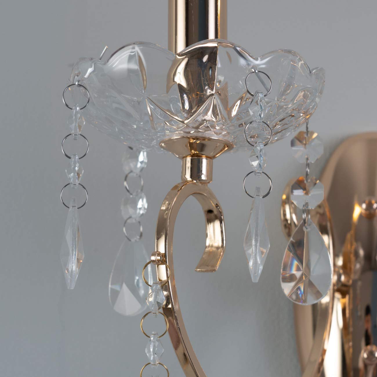 KosiLight – barroco lámpara de pared – 2 luces de cristal oro Pavia