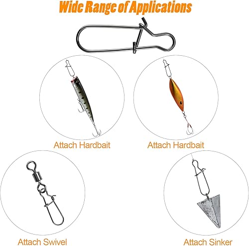 Miniatura 5 de Dr.Fish - Cerradura de doble cerradura para pesca con gancho para agua dulce y agua salada, de acero inoxidable sólido, cambio rápido (#0-#8,